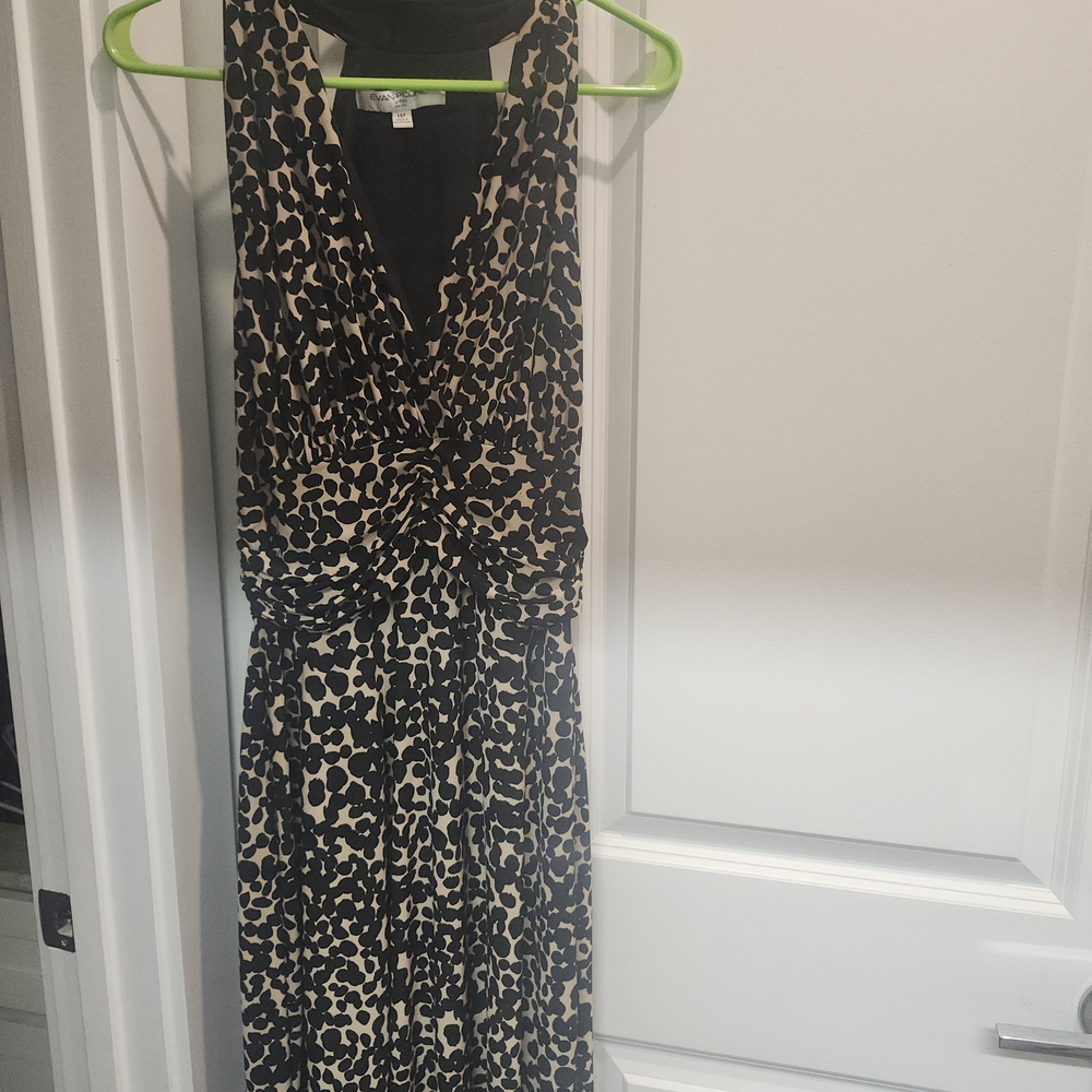 Evan Picone Black and Tan Animal Print Maxi Dress